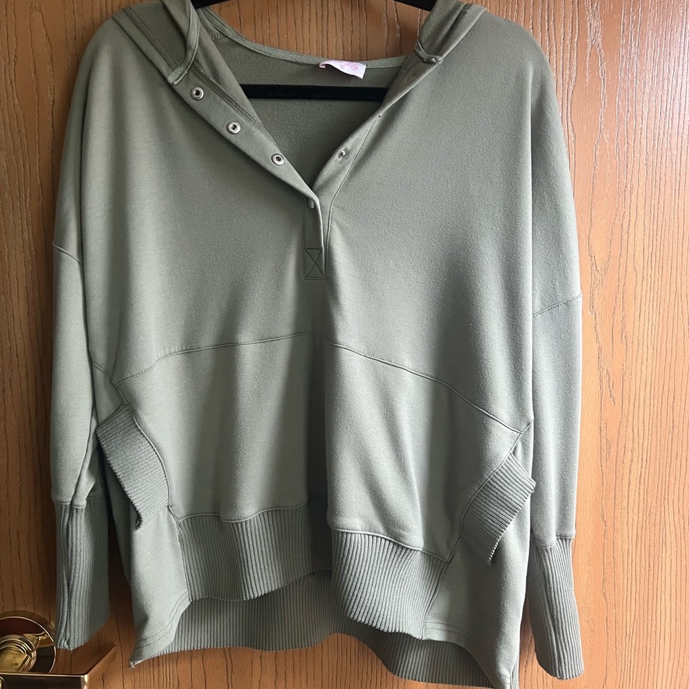 Pink Lily Half Button Up Hoodie